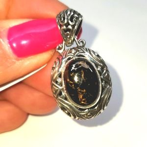 Bali Legacy Matrix Silver Shungite Pendant in Sterling Silver NWT